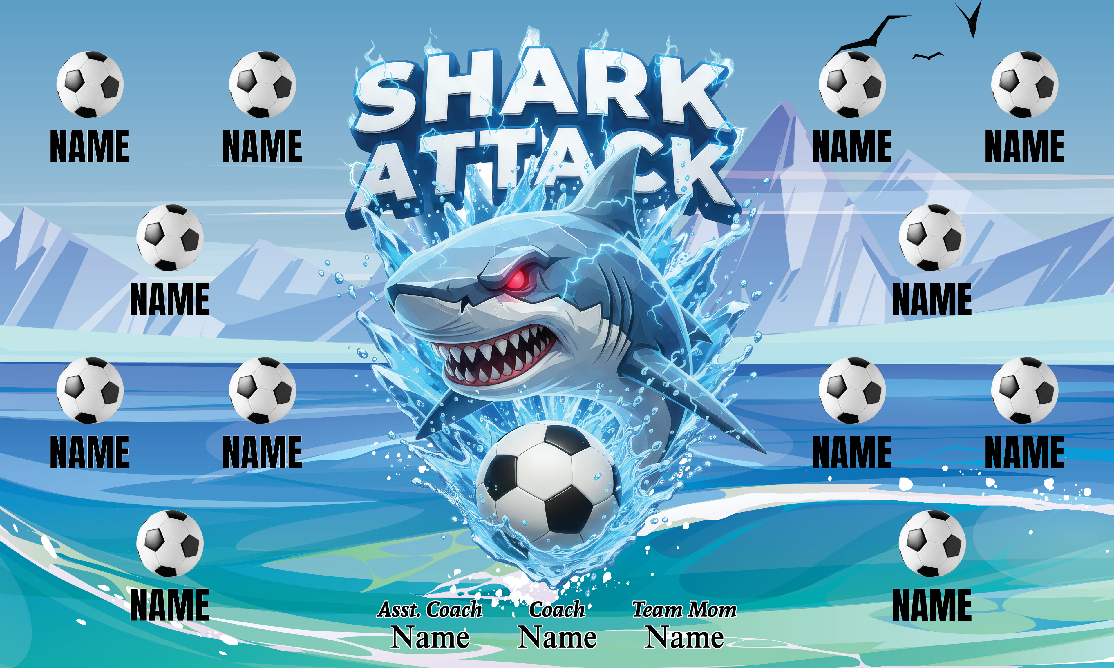 1017 Shark attack Standard Banner 3x5