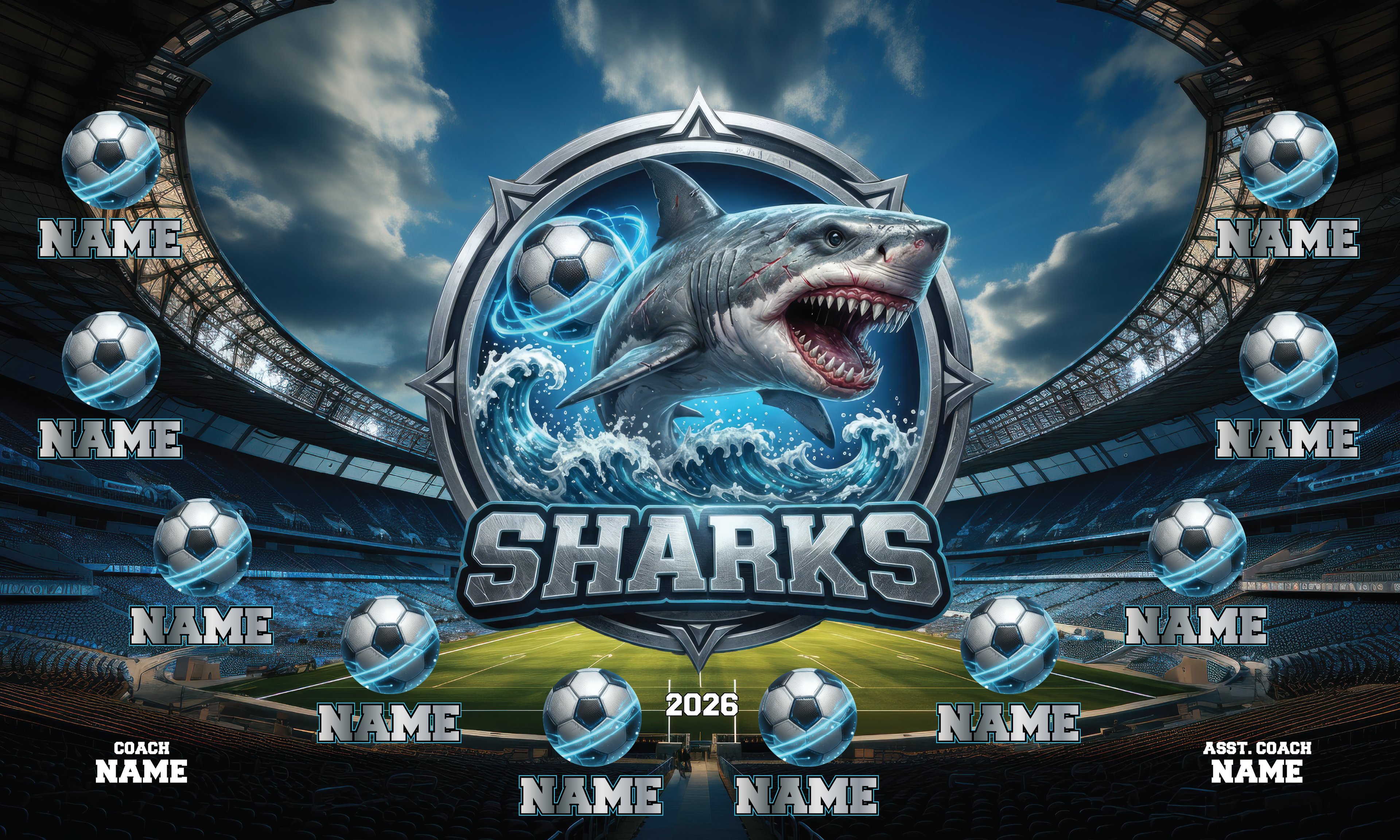 1022 Sharks Standard Banner 3x5