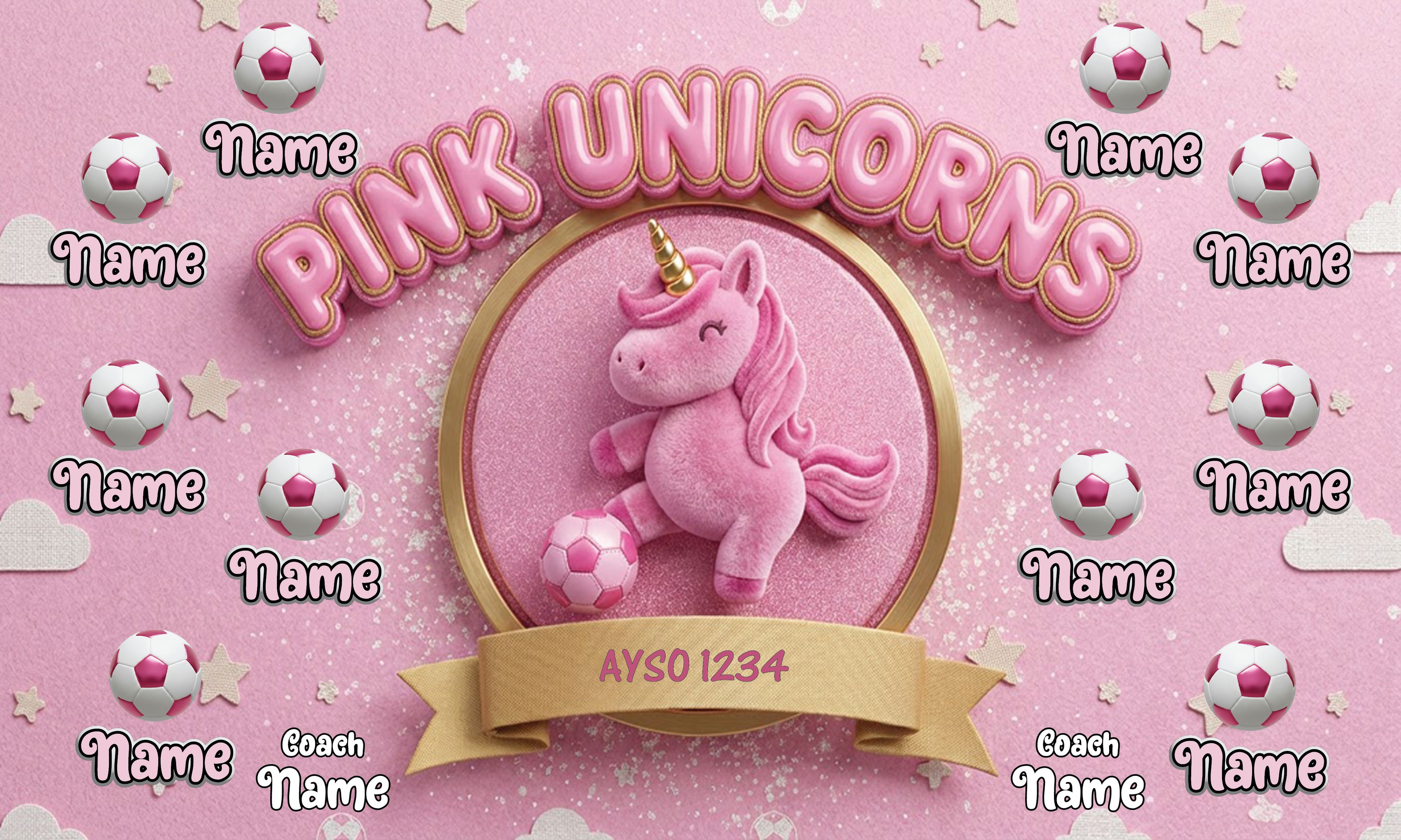 1028 Pink Unicorns Standard Banner 3x5