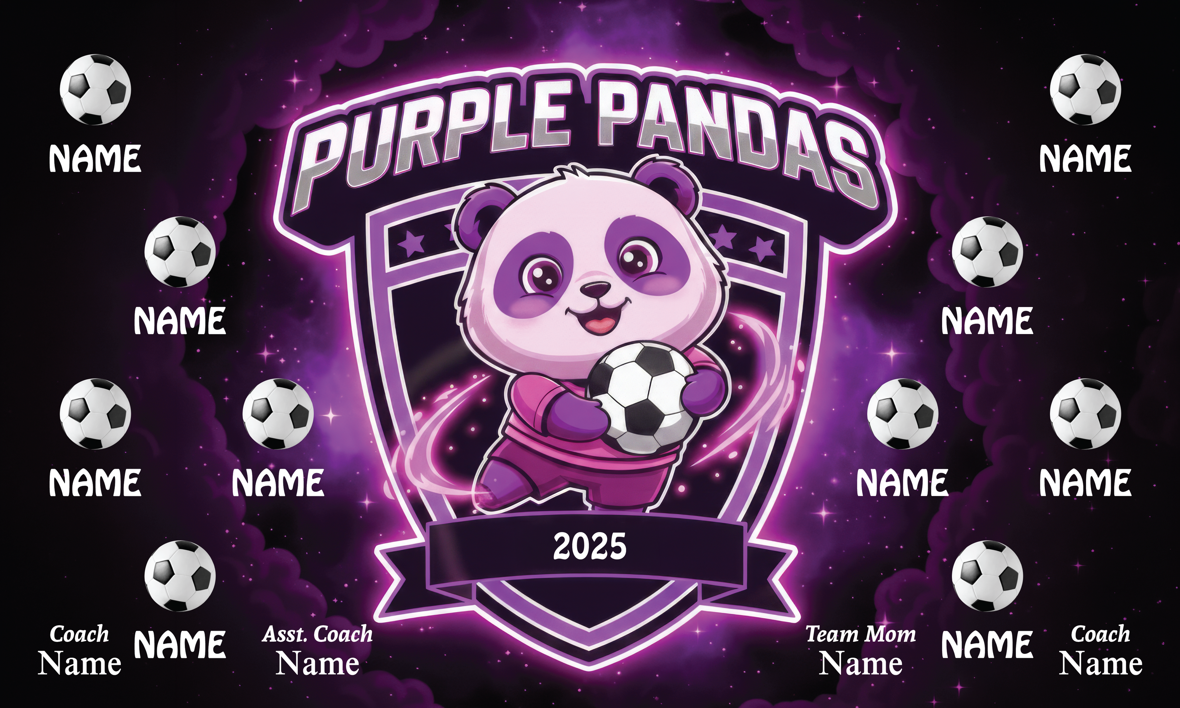1031 Purple Pandas Standard Banner 3x5